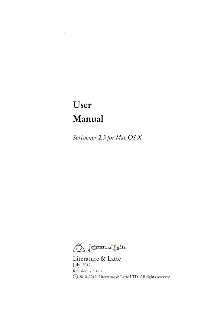 Scrivener Mac Manual Pdf